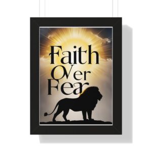 'Faith Over Fear' with Lion Silhouette